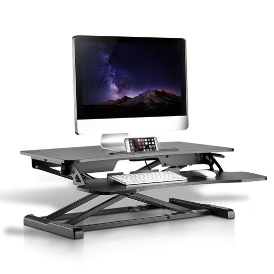 Pyle - PDRIS14 , Musical Instruments , Mounts - Stands - Holders , Sound and Recording , Mounts - Stands - Holders , Computer Monitor Rising Desk Stand - Height Adjustable Sit / Stand Desk, Quick Setup Pop-Up Design