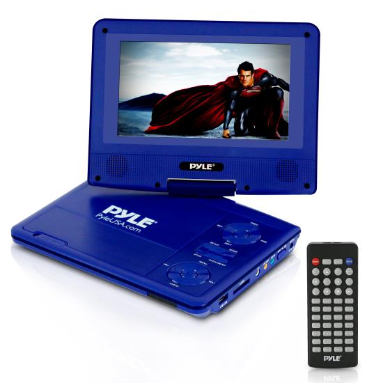 Pyle - PDV71BL , Gadgets and Handheld , Portable DVD Players , 7’’ Portable Multimedia Disc Player, Built-in Rechargeable Battery, USB/SD Card Memory Readers (Blue)