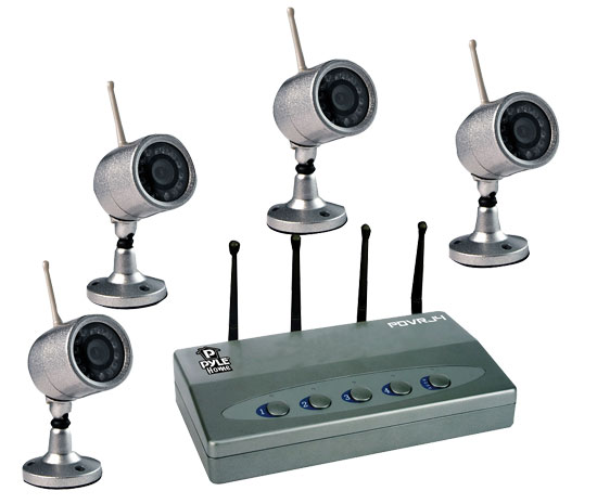 Pyle - PDVRJ4 , Home and Office , TVs - Monitors , Wireless 4 Color Camera Surveillance Kit