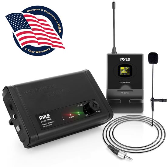 Pyle - CA-PDWM1958B.5 , Musical Instruments , Microphone Systems , Sound and Recording , Microphone Systems , Compact UHF Wireless Microphone System - USB Powered Desktop Mic Receiver System with Adjustable Volume Control, Includes Belt-Pack Transmitter, Headset & Lavalier Mics (Single Channel)