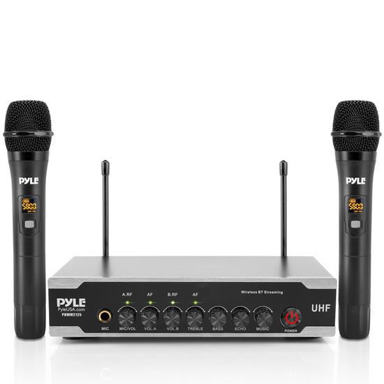 Pyle - CA-PDWM2125 , Musical Instruments , Microphone Systems , Sound and Recording , Microphone Systems , Home & Office UHF Wireless Microphone System - Bluetooth PA Public Address Mic System with (2) Handheld Mics, Desktop USB Powered