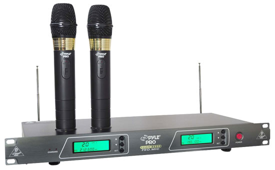 Pyle - UPDWM2550 , Musical Instruments , Microphone Systems , Sound and Recording , Microphone Systems , 19'' Rack Mount Dual VHF Wireless Rechargeable Handheld Microphone System