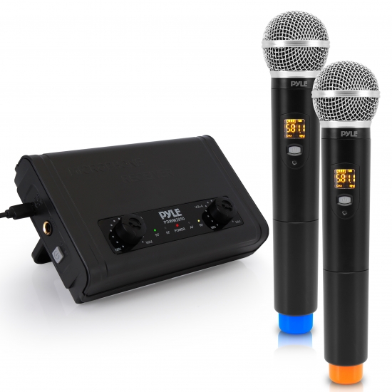 Pyle - CA-PDWM2850 , Musical Instruments , Microphone Systems , Sound and Recording , Microphone Systems , Compact UHF Wireless Microphone System - USB Powered Desktop Mic Receiver System with Adjustable Volume Controls, Includes (2) Mics (2-Channel)