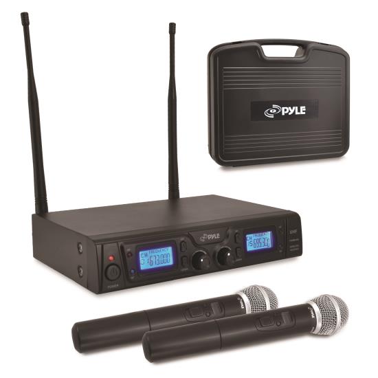 Pyle - PDWM3360 , Musical Instruments , Microphone Systems , Sound and Recording , Microphone Systems , Wireless Microphone System with (2) Handheld Mics, UHF Selectable Frequency, LCD Display, Rack Mountable
