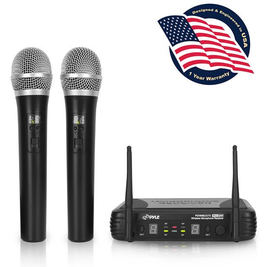 Pyle - UPDWM3375 , Musical Instruments , Microphone Systems , Sound and Recording , Microphone Systems , Premier Series Professional 2-Channel UHF Wireless Handheld Microphone System with Selectable Frequencies