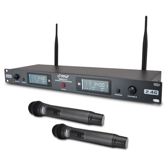 Pyle - PDWM3800 , Musical Instruments , Microphone Systems , Sound and Recording , Microphone Systems , 2.4G Professional Rack Mount Wireless Microphone System, Includes (2) Handheld Mics