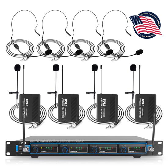 Pyle - UPDWM4400 , Musical Instruments , Microphone Systems , Sound and Recording , Microphone Systems , Rack Mount 4 Mic VHF Rack Mount Wireless Lavalie/ Headset System