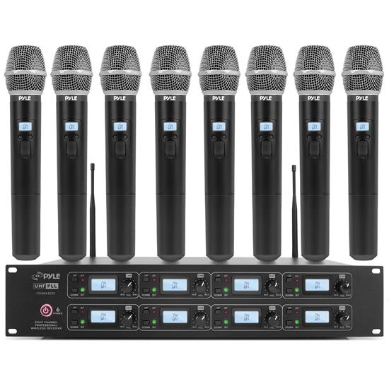 Pyle - PDWM8250.5 , Musical Instruments , Microphone Systems , Sound and Recording , Microphone Systems , 8-Channel UHF Wireless Microphone & Receiver System, Includes (8) Handheld Wireless Mics