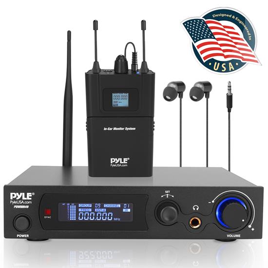 Pyle - PDWMN49 , Musical Instruments , Microphone Systems , Sound and Recording , Microphone Systems , Pro Audio In-Ear Monitor & Receiver - Stage IEM Mic System with Selectable Frequency