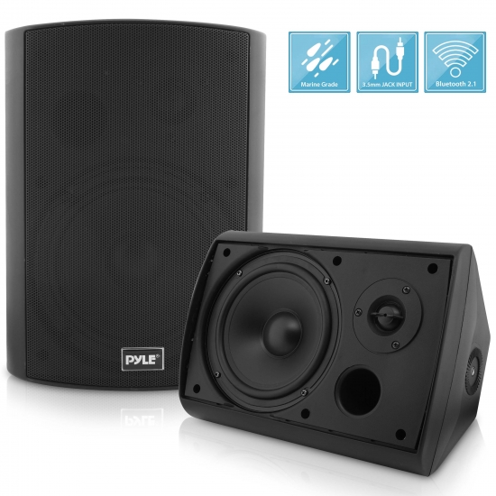 Pyle - UPDWR62BTBK , Home and Office , Home Speakers , Wall Mount Waterproof & Bluetooth 6.5'' Indoor / Outdoor Speaker System, Black