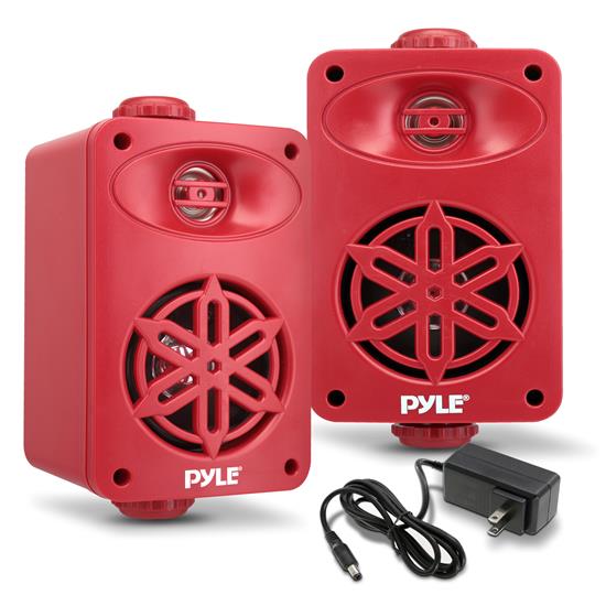 Pyle - PDWRBT36RD , Home and Office , Home Speakers , Sound and Recording , Home Speakers , 3.5” 2-Way Indoor/Outdoor Bluetooth Speaker System - 1/2” High Compliance Polymer Tweeter (Red)