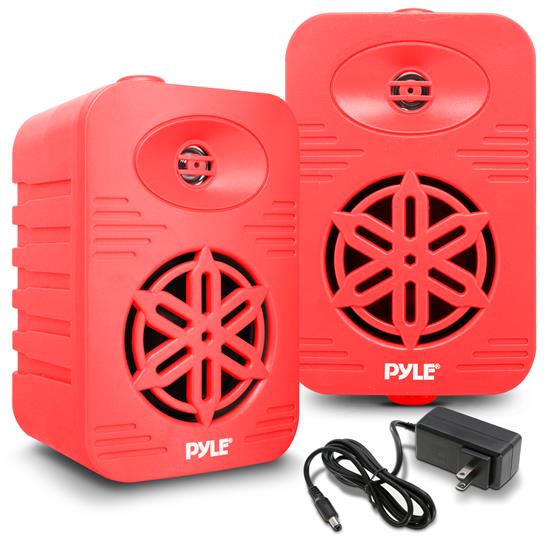 Pyle - PDWRBT46RD , Home and Office , Home Speakers , Sound and Recording , Home Speakers , 4” 2-Way Indoor/Outdoor Bluetooth Speaker System - 1/2” High Compliance Polymer Tweeter (Red)