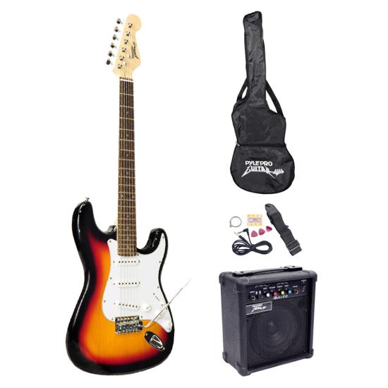 Pyle - UPEGKT15SB , Musical Instruments , String & Wind Instruments , Beginners Electric Guitar Kit, Includes Amplifier & Accessories (Sunburst)