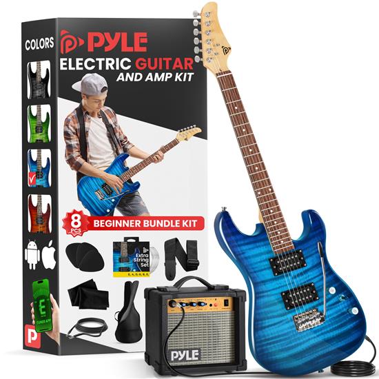 Pyle - PEGKT99BL , Musical Instruments , 6-String Electric Guitar Kit- Includes Amplifier with Accessory Kit (Blue)