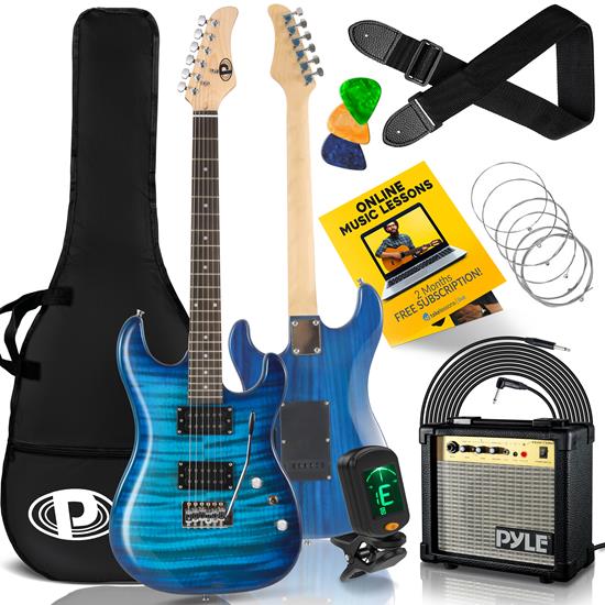 Pyle - PEGKT99BL , Musical Instruments , 6-String Electric Guitar Kit- Includes Amplifier with Accessory Kit (Blue)