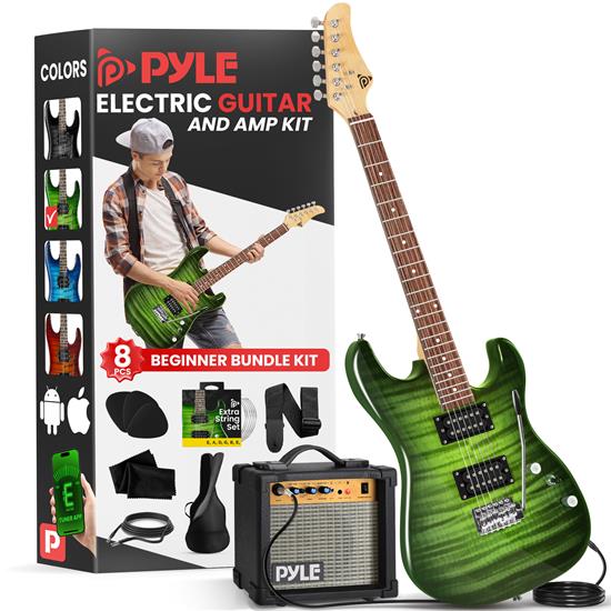Pyle - PEGKT99GR , Musical Instruments , 6-String Electric Guitar Kit- Includes Amplifier with Accessory Kit (Green)