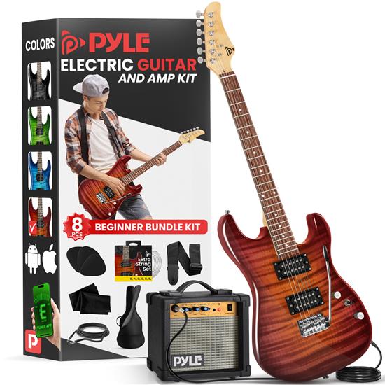 Pyle - PEGKT99RD , Musical Instruments , 6-String Electric Guitar Kit- Includes Amplifier with Accessory Kit (Red)