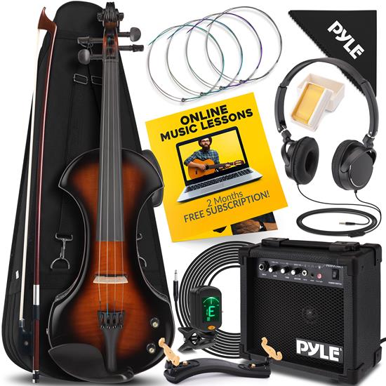 Pyle - PEGVLNKT40 , Musical Instruments , Guitars , Electric Plywood Violin Stringed Instrument - Student Grade Violin with Accessory Kit Included