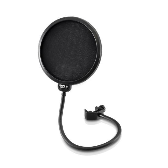 Pyle - PEPF30 , Sound and Recording , Sound Isolation - Dampening , Studio Microphone Pop Filter 4-Layer Mesh Screen, Wind Screen Filtration, 360° Flexible Gooseneck