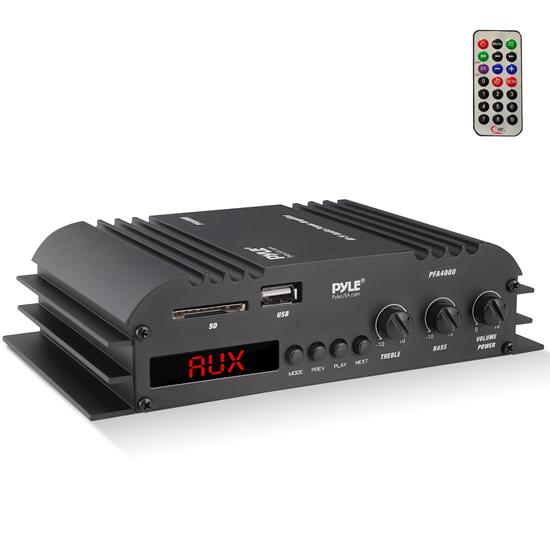 Pyle - PFA400U.5 , Sound and Recording , Amplifiers - Receivers , 100 Watt Class-T Hi-Fi Audio Amplifier with USB Flash and SD Memory Card Readers - AC Adapter Included