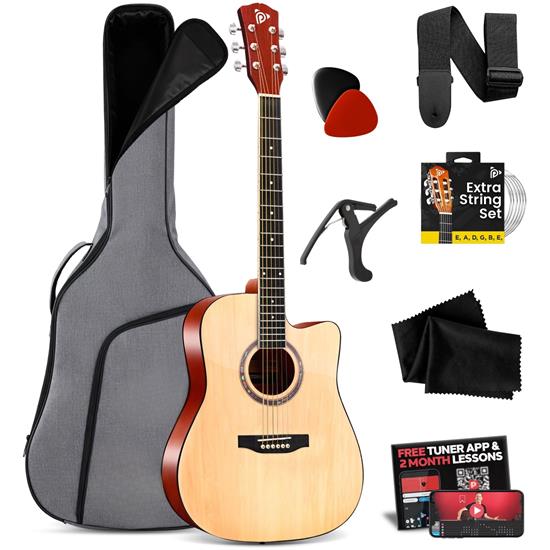 Pyle - PGA480NT , Musical Instruments , String & Wind Instruments , Beginners 6-String Acoustic Guitar - 41" Cutaway Body with Accessory Kit