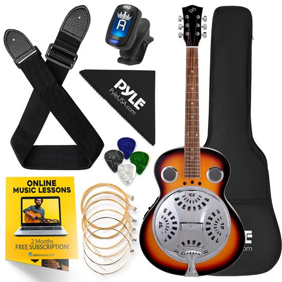 Pyle - PGA500BR.5 , Musical Instruments , String & Wind Instruments , 6-String Acoustic Resonator Guitar, Full Scale Resophonic, Accessory Kit Included