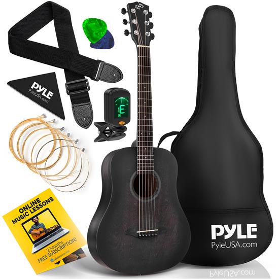 Pyle - PGA820BK , Musical Instruments , 34'' Beginners 6-String Acoustic Guitar - 1/2 Junior Size Guitar with Accessory Kit (Black)