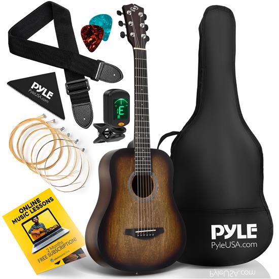 Pyle - PGA820BR , Musical Instruments , 34'' Beginners 6-String Acoustic Guitar - 1/2 Junior Size Guitar with Accessory Kit (Brown)