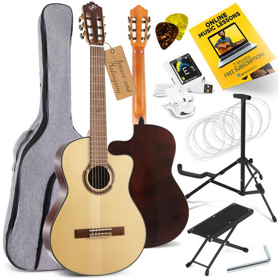 Pyle - PGACLS150 , Musical Instruments , 39'' Inch 6-String Classical Guitar - Guitar with Digital Tuner & Accessory Kit (Nature color, glossy finish)