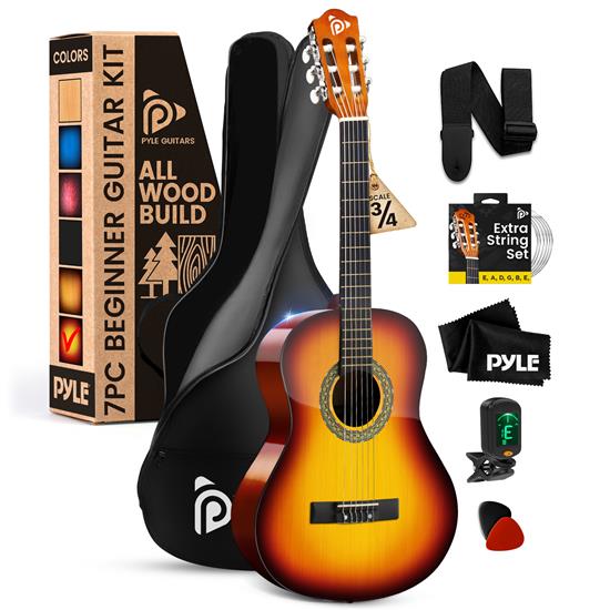 Pyle - PGACLS82BB , Musical Instruments , String & Wind Instruments , 36" -inch 6-String Classic Style Guitar - 3/4 Scale Size with Digital Tuner and Accessory Kit (BB)