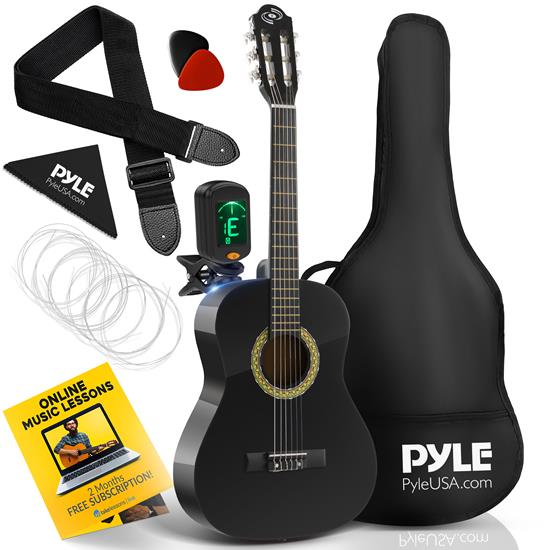 Pyle - PGACLS82BK , Musical Instruments , 36'' -Inch 6-String Classic Guitar - 3/4 Size Scale Guitar with Digital Tuner & Accessory Kit, (Black)