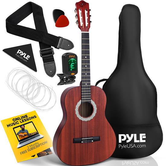Pyle - PGACLSPI20 , Musical Instruments , Guitars , 6-String Classic Guitar - 3/4 Size Scale Guitar with Digital Tuner & Accessory Kit (36’’ -inch)