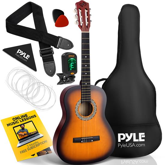 Pyle - PGACLSTR10SB.3 , Musical Instruments , Guitars , 6-String Classic Guitar - 3/4 Size Scale Guitar with Digital Tuner & Accessory Kit (36’’ -inch)