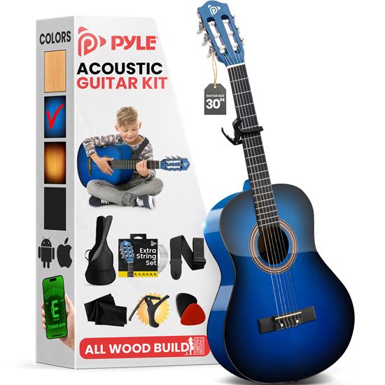 Pyle - PGACMS30BLU , Musical Instruments , String & Wind Instruments , 30" 6-String Classical Acoustic Guitar for Beginner and Adult with Accessory Kit (Blue Burst)