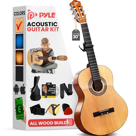 Pyle - PGACMS30N.5 , Musical Instruments , String & Wind Instruments , 30" 6-String Classical Acoustic Guitar for Beginner and Adult with Accessory Kit (Natural)