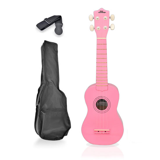 Pyle - pgakt10pk , Musical Instruments , Banjo - Ukulele , Soprano Ukulele Mini Guitar Starter Package All Ages - Pink