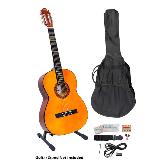 Pyle - PGCKT40 , Musical Instruments , String & Wind Instruments , 39'' Classical Guitar Starter Package With Gig Bag, Strap, Picks, Tuner, and Strings
