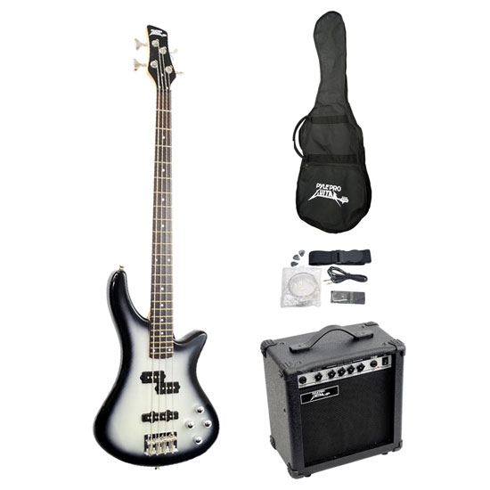 Pyle - PGEKT50 , Musical Instruments , String & Wind Instruments , Professional Full Size Electric Bass Guitar Package w/ Amplifier