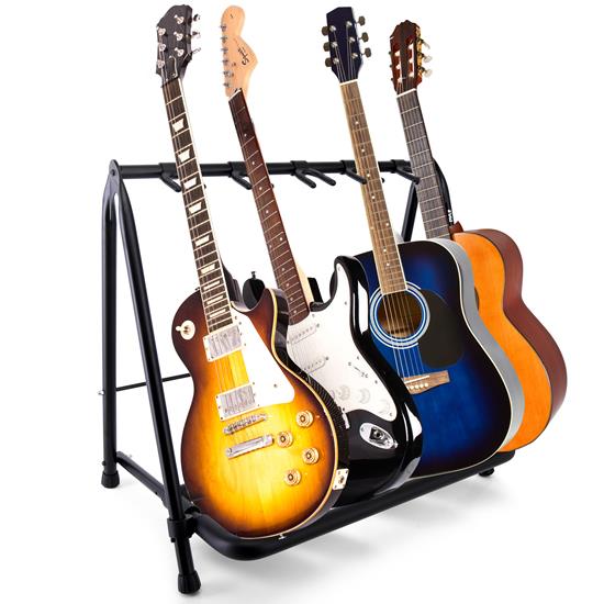 Pyle - PGST53 , Musical Instruments , Mounts - Stands - Holders , Sound and Recording , Mounts - Stands - Holders , 5-Space Foldable Guitar Rack - Guitar Stand, Multi-Instrument Floorstand Guitar Rack Holder