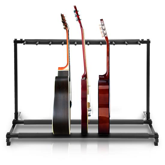 Pyle - PGST93 , Musical Instruments , Mounts - Stands - Holders , Sound and Recording , Mounts - Stands - Holders , 9-Space Foldable Guitar Rack - Guitar Stand, Multi-Instrument Floorstand Guitar Rack Holder