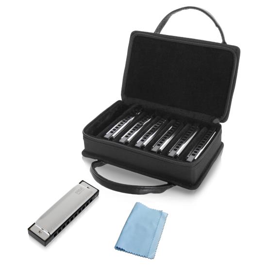 Pyle - UPHARM24ST , Musical Instruments , Harmonicas , Classic Style (7) Harmonica Kit - Diatonic Harmonica with Stainless Steel Cover Plates