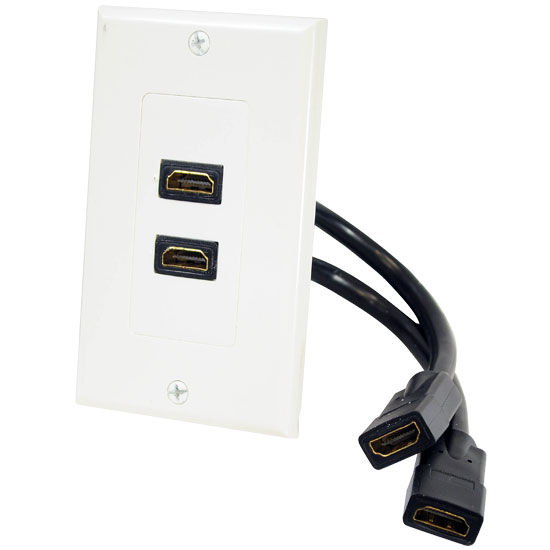 Pyle - PHDK9 , Home and Office , Wall Plates - In-Wall Control , 2 Port  HDMI Wallplate W/Back  Built-in Flexible Cable For Easy Installation
