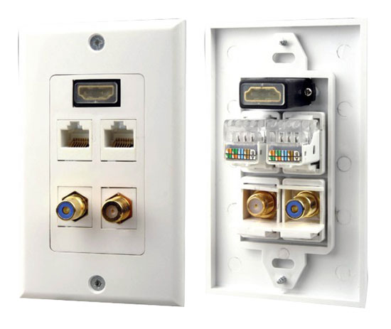 Pyle - PHDM2RJRF1 , Home and Office , Wall Plates - In-Wall Control , HDMI /Mono RCA Audio /Coaxial /Dual Ethernet Combo Wall Plate