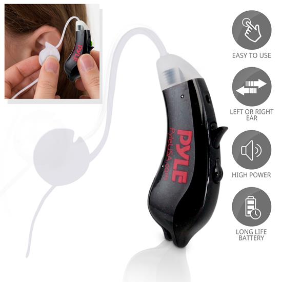 Pyle - PHLHA52 , Health and Fitness , Hearing Assistance , Digital Hearing - Ear Hearing Amplifier, Universal Fit Behind-the-Ear (BTE)