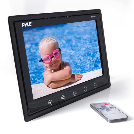 Pyle - PHR105B , On the Road , Video Monitors , 10'' Hi-Res Widescreen Digital Monitor Display Screen, Dual RCA Video Input Connectors, Detachable Shroud Mount Housing (Black)