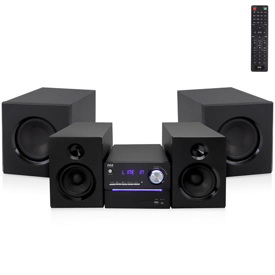 Pyle - PHSKR22 , Sound and Recording , Home Speakers , 3-Piece Wireless BT Streaming Stereo System - Suitable for MP3, USB, FM Radio, Bass Reflex Speaker with Remote Control and Two Wireless Microphone (Black)