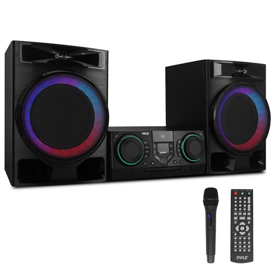 Pyle - PHSKR28.7 , Sound and Recording , Amplifiers - Receivers , 3-Piece Mini Hi-Fi BT Stereo System with MP3, USB, FM Radio, Bass Reflex Speaker, DSP-Tech and Remote Control (Black)