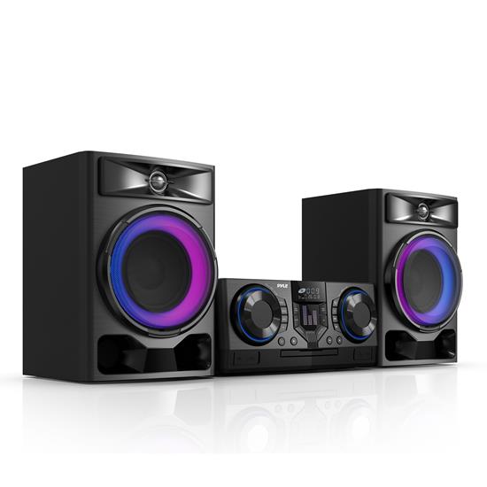Pyle - PHSKR28 , Sound and Recording , Amplifiers - Receivers , 3-Piece Mini Hi-Fi BT Stereo System with MP3, USB, FM Radio, Bass Reflex Speaker, DSP-Tech and Remote Control (Black)