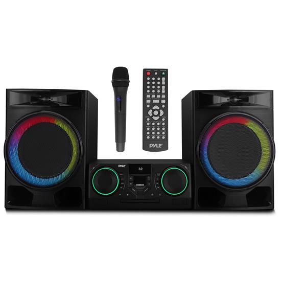 Pyle - PHSKR28 , Sound and Recording , Amplifiers - Receivers , 3-Piece Mini Hi-Fi BT Stereo System with MP3, USB, FM Radio, Bass Reflex Speaker, DSP-Tech and Remote Control (Black)