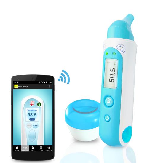 Pyle - PHTM20BTBL ,  , Bluetooth Infrared Ear & Body Digital Thermometer with Downloadable 'Pyle Health' Application, LCD Display and Safe for All Ages